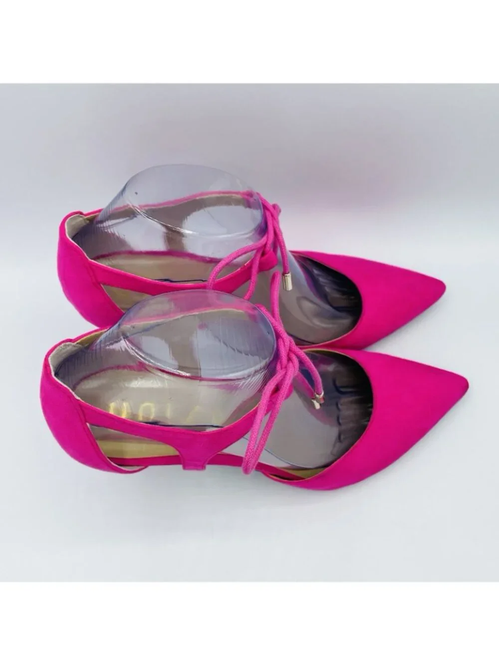 Unisa Shoes Womens Size 8.5 M Pink Faux Suede Stilleto High Heels Lace Up Pumps - Picture 3 of 11